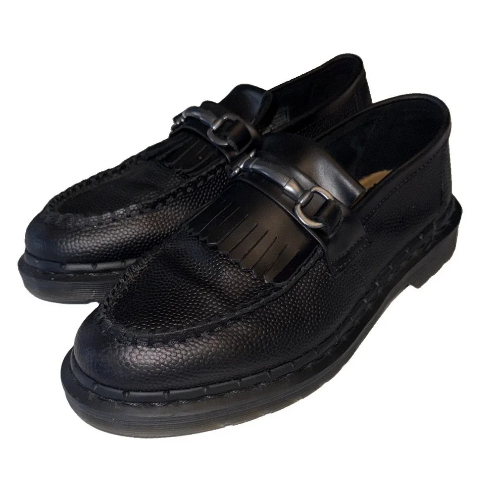 Dr Martens Adrian Snaffle Loafers Shoes Mens Size 8 Black Leather Tassel CLEAN